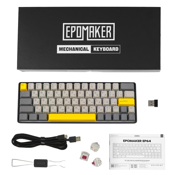 Клавіатура механічна бездротова EPOMAKER EP64 Mulan Black (EP64-B-M) (EP64-B-M)
