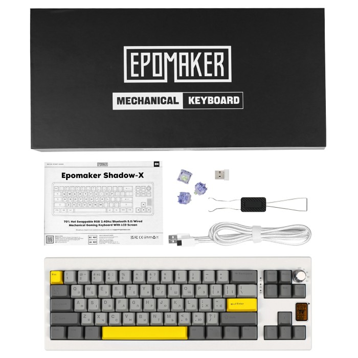 Клавіатура механічна бездротова EPOMAKER Shadow-X Wisteria Linear White (SHX-W-WL) (SHX-W-WL)