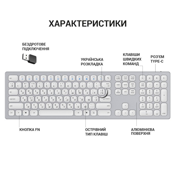 Клавіатура бездротова OfficePro (SK1550W) (SK1550W)