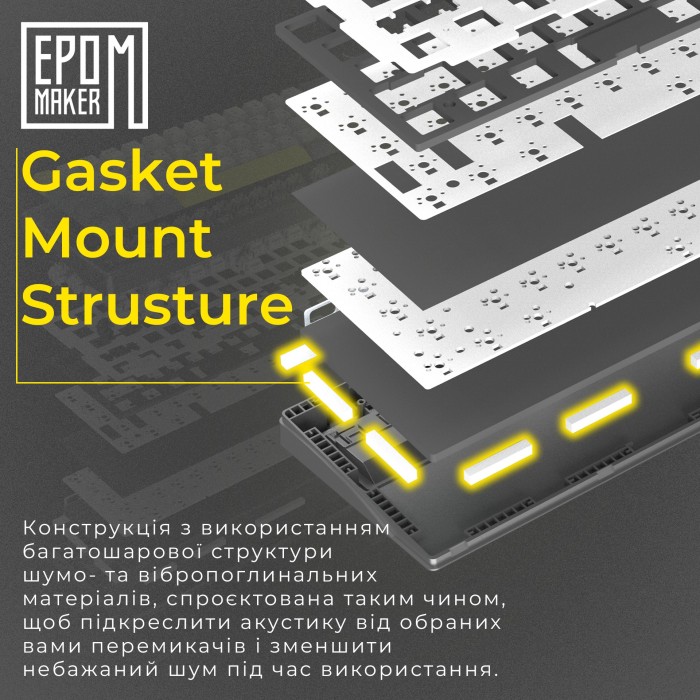 Клавіатура механічна бездротова EPOMAKER EK68 Budgerigar V2 Black (EK68-B-BV2) (EK68-B-BV2)