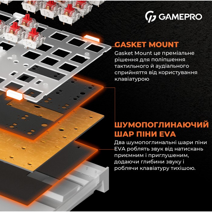 Дротова механічна клавіатура GamePro MK180W (Red) з Hot-Swap RGB White (MK180W)