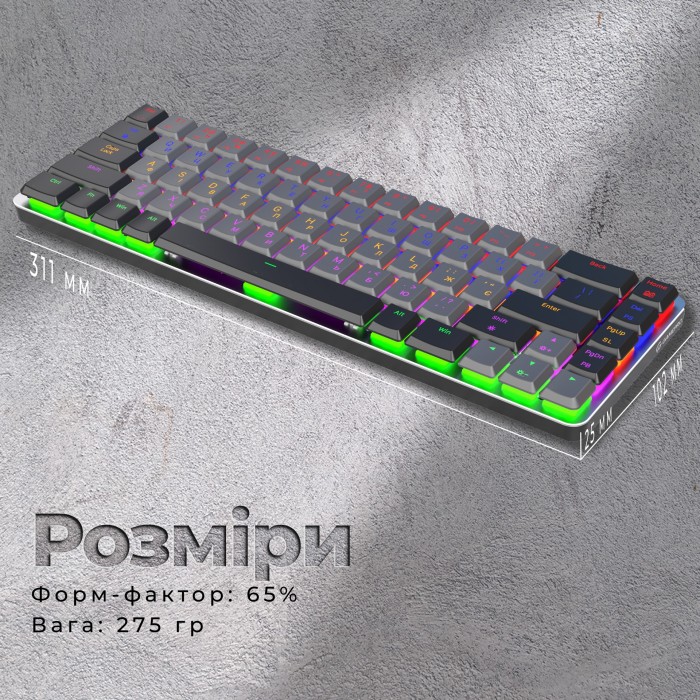 Бездротова механічна клавіатура GamePro MK122R Red Switch Low Profile Wireless Dark Gray (MK122R)
