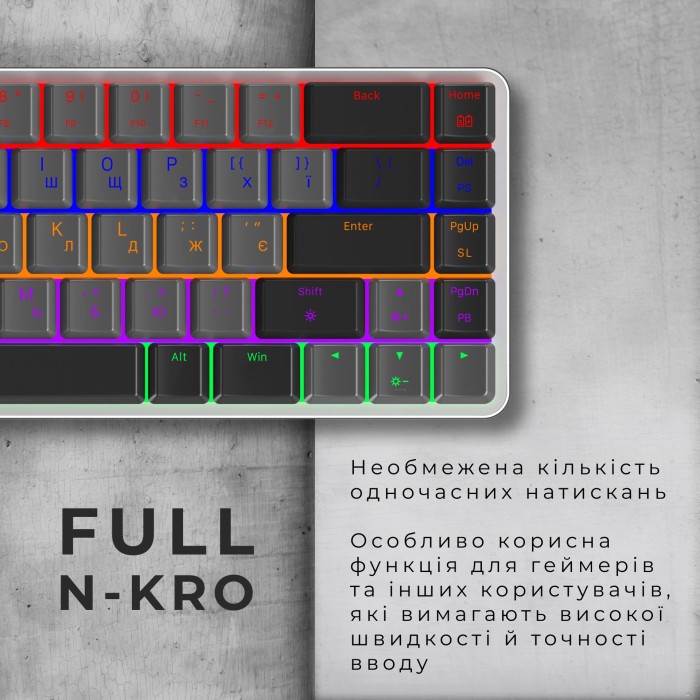 Бездротова механічна клавіатура GamePro MK122R Red Switch Low Profile Wireless Dark Gray (MK122R)