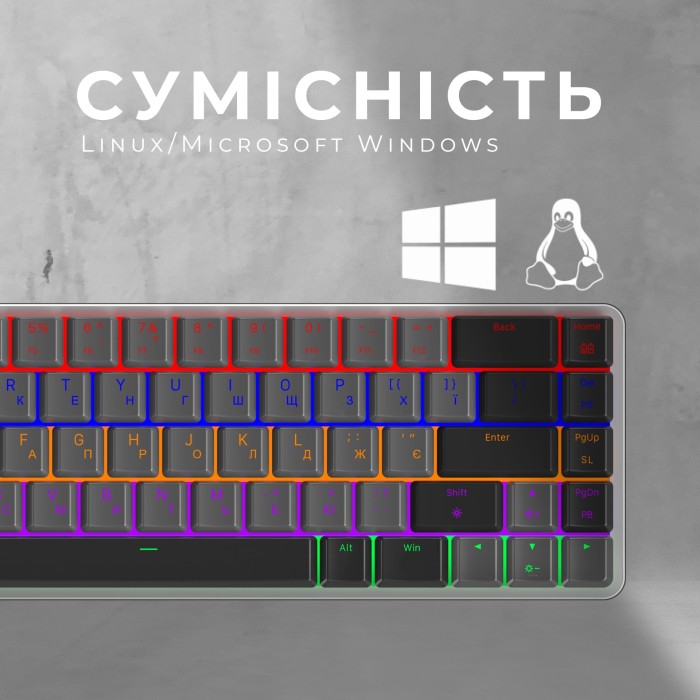 Бездротова механічна клавіатура GamePro MK122R Red Switch Low Profile Wireless Dark Gray (MK122R)