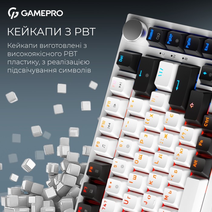 Бездротова механічна клавіатура GamePro Asgard Valhalla (MK160W Pro) 75% QLAB orange switches (MK160W Pro)