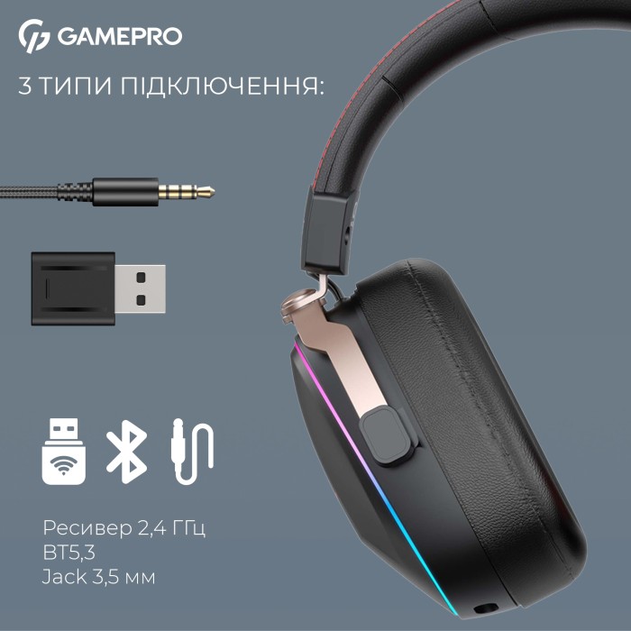 Бездротова ігрова гарнітура GamePro Asgard Valkyria (HSW249) (HSW249B)