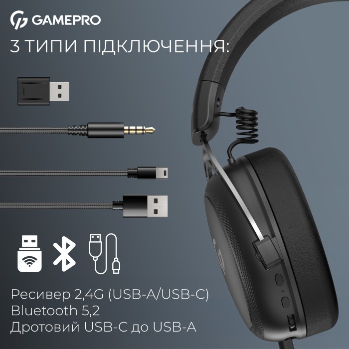 Бездротова ігрова гарнітура Gamepro Asgard Skald (HSW160B) 4-Mode (HSW160B)