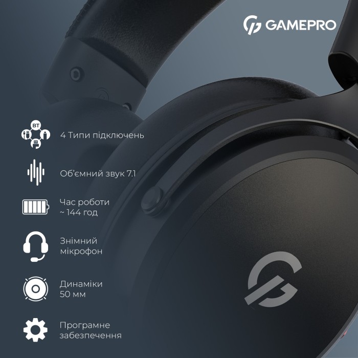 Бездротова ігрова гарнітура GamePro Asgard Skadi (HSW191B) (HSW191B)