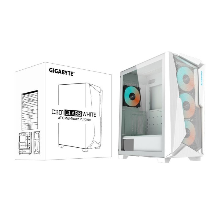 Корпус ATX W/O PSU C301GW V2 WHITE GIGABYTE (C301GW V2)