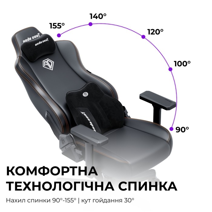 Крісло ігрове Anda Seat Novis Plus Black PVC Size XL (AD23YC-XL-01-B-PV-B04)