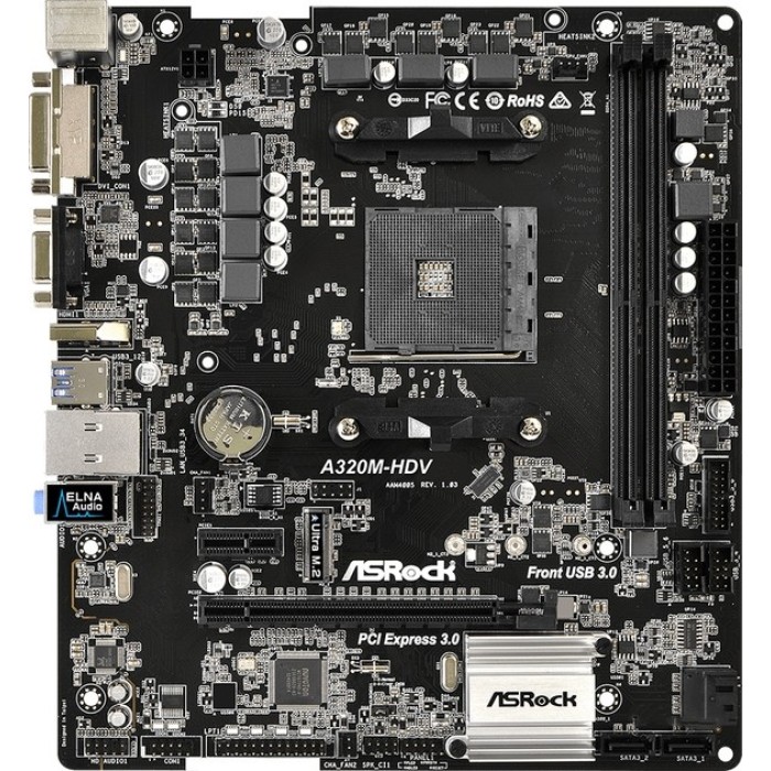 Материнська плата ASRock A320M-HDV (sAM4, AMD A320, MicroATX) (A320M-HDV)
