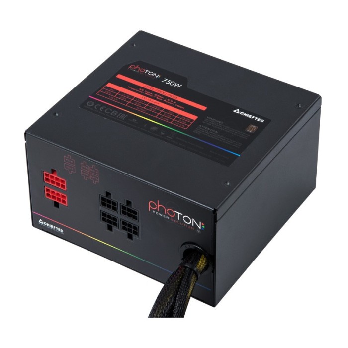 Блок живлення CHIEFTEC Photon (750W), >85%, 120мм, 1xMB 24pin(20+4), 1xCPU 8pin(4+4), 4xMolex, 6xSATA, 4xPCIe 8pin(6+2), Modular (CTG-750C-RGB)