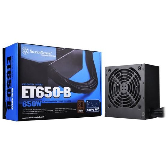 Блок живлення SilverStone Strider Essential (650W), >85%, 80+ Bronze, 120мм, 1xMB 24pin(20+4), 1xCPU 8pin(4+4), 3xMolex, 6xSATA, 4xPCIe 8pin(6+2) (SST-ET650-B)