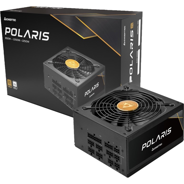 Блок живлення CHIEFTEC Polaris 3.0 (1050W), >90%, 80+ Gold, 135мм FDB, 1xMB 24pin(20+4), 2xCPU 8pin(4+4), 4xMolex, 12xSATA, 4xPCIe 8pin(6+2), 1xPCIe GEN5 16pin, Fully Modular (PPS-1050FC-A3)
