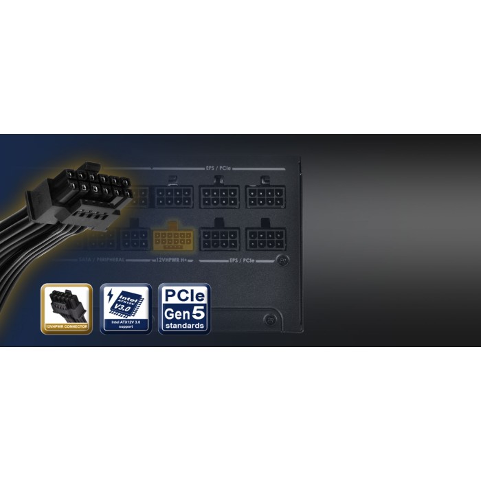 Блок живлення SilverStone Decathlon Cybenetics (1000W), >90%, 80+ Gold, 135мм, 1xMB 24pin(20+4), 2xCPU 8pin(4+4), 3xMolex, 12xSATA, 6xPCIe 8pin(6+2), 1x(12+4)pin, 1x12VHPWR, Fully Modular (SST-DA1000R-GM)