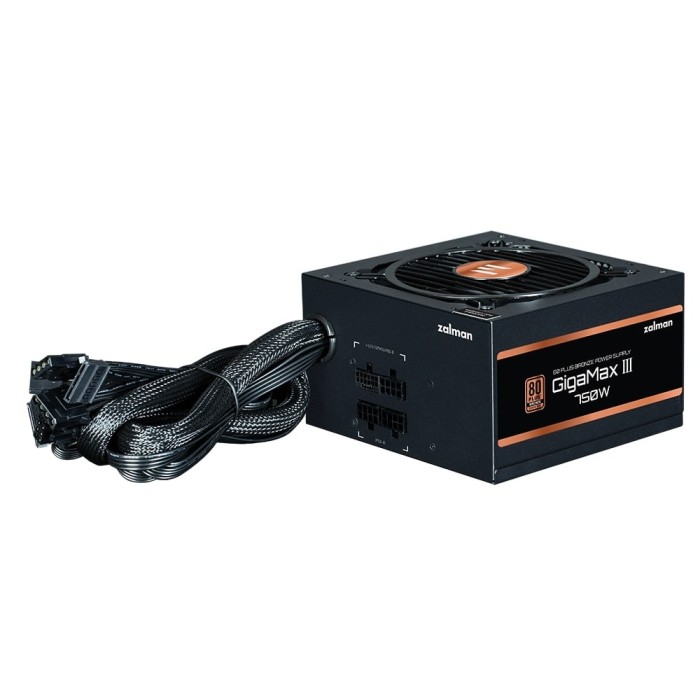 Блок живлення Zalman Gigamax 3 (750W), 88%, 80+ Bronze, 120мм, 1xMB 24pin(20+4), 2xCPU (8pin(4+4)+8pin), 3xMolex, 6xSATA, 4xPCIe 8pin(6+2), 1xPCIe GEN5 16pin, Semi Modular (ZM750-GV3)