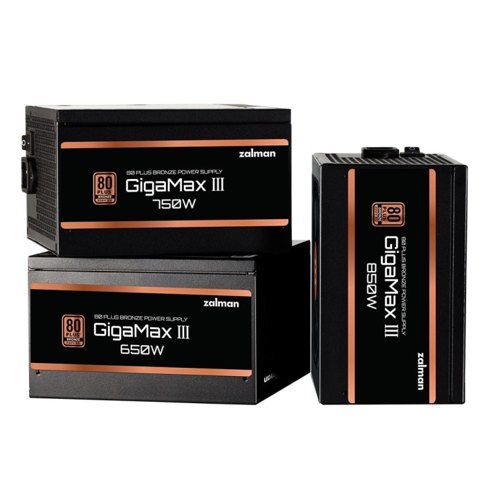 Блок живлення Zalman Gigamax 3 (850W), 88%, 80+ Bronze, 120мм, 1xMB 24pin(20+4), 2xCPU (8pin(4+4)+8pin), 3xMolex, 6xSATA, 4xPCIe 8pin(6+2), 1x12VHPWR, Semi Modular (ZM850-GV3)
