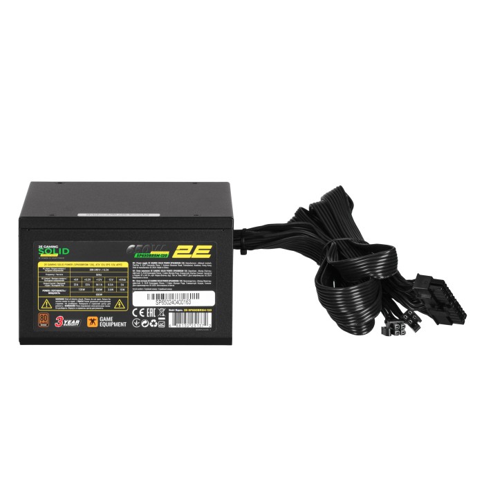 Блок живлення 2E GAMING Solid Power (650W), >85%, 80+ Bronze, 120мм, 1xMB 24pin(20+4), 2xCPU 8pin(4+4), 3xMolex, 6xSATA, 4xPCIe 8pin(6+2), Semi Modular (2E-SP650BRSM-120)