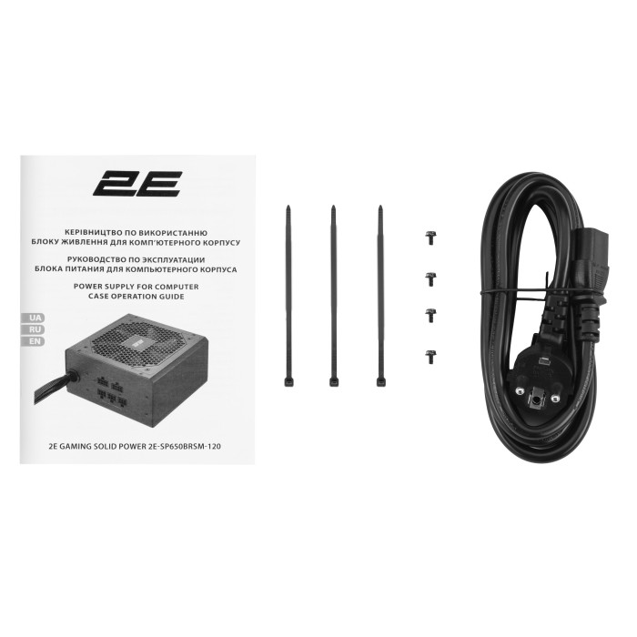 Блок живлення 2E GAMING Solid Power (650W), >85%, 80+ Bronze, 120мм, 1xMB 24pin(20+4), 2xCPU 8pin(4+4), 3xMolex, 6xSATA, 4xPCIe 8pin(6+2), Semi Modular (2E-SP650BRSM-120)
