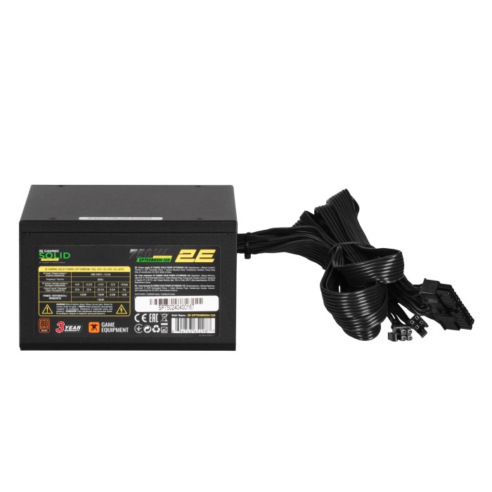 Блок живлення 2E GAMING Solid Power (750W), >85%, 80+ Bronze, 120мм, 1xMB 24pin(20+4), 2xCPU 8pin(4+4), 3xMolex, 6xSATA, 4xPCIe 8pin(6+2), Semi Modular (2E-SP750BRSM-120)