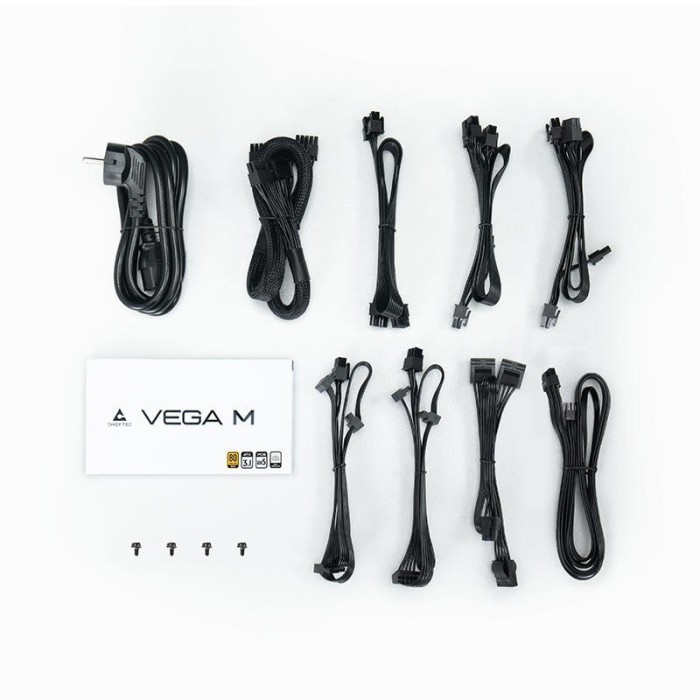 Блок живлення CHIEFTEC Vega M (750W), >90%, 80+ Gold, 135мм FDB, 1xMB 24pin(20+4), 2xCPU 8pin(4+4), 3xMolex, 6xSATA, 4xPCIe 8pin(6+2), 1xPCIe GEN5 16pin, Fully Modular (PPG-750-C)