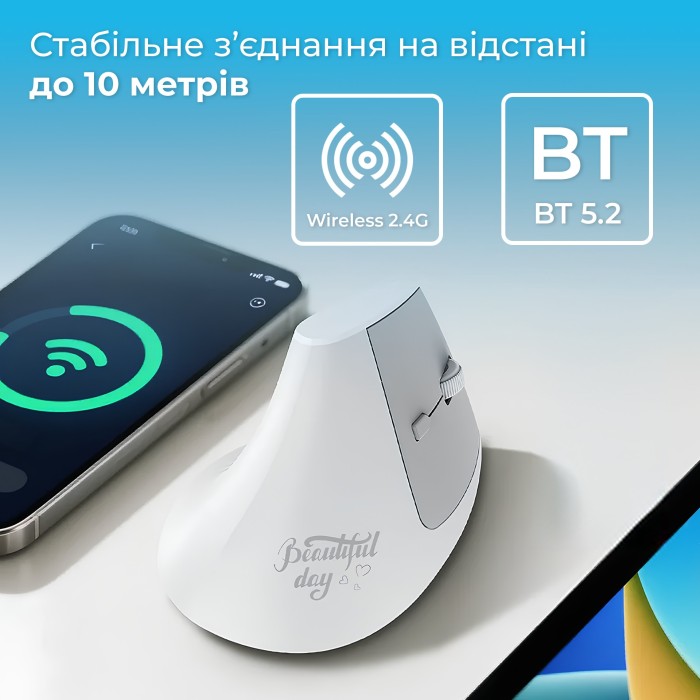 Бездротова миша Ajazz i300 White (i300-W) (i300-W)
